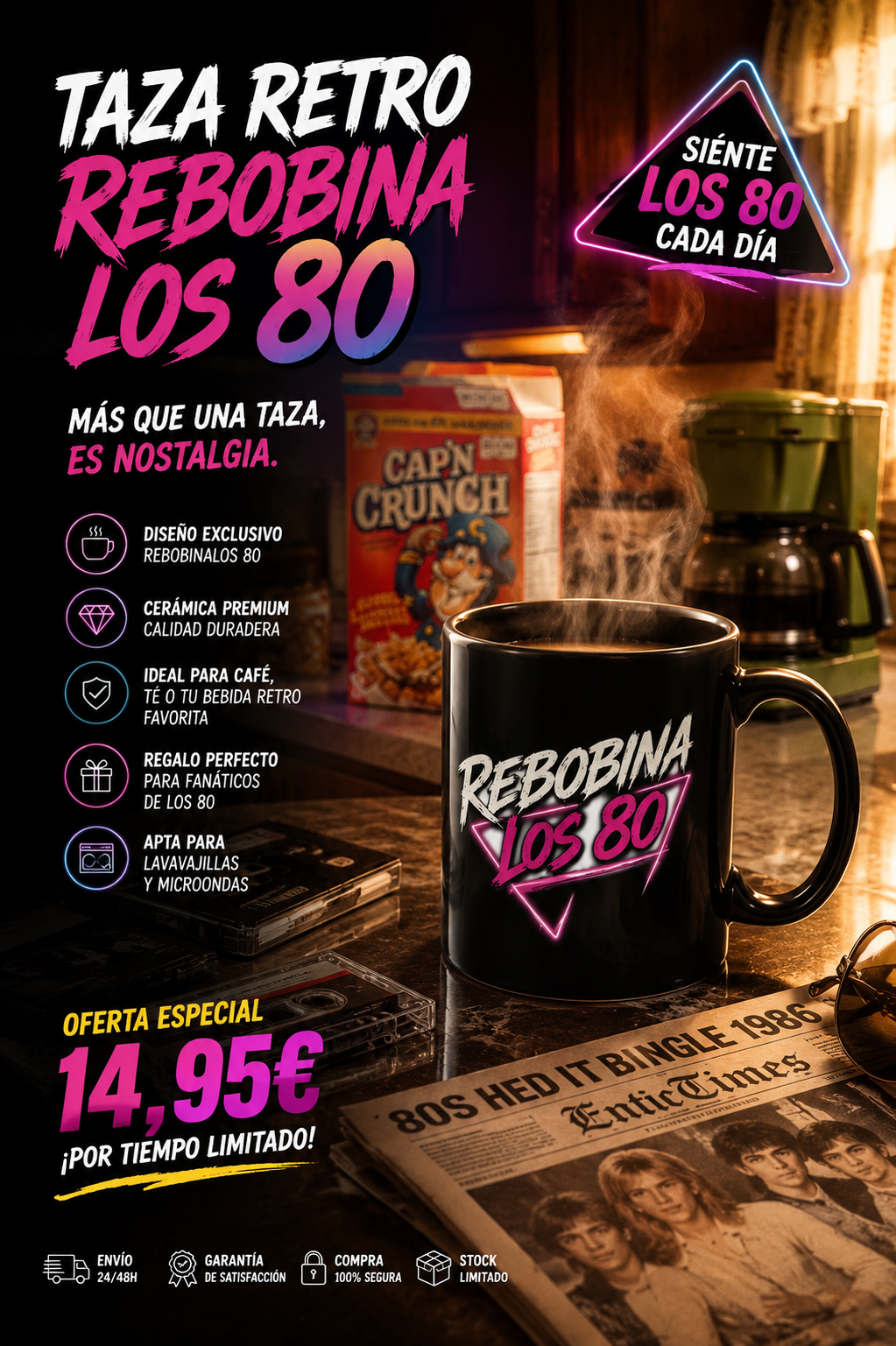 Taza Retro Rebobina los 80 – Edición Nostalgia Original - Imagen 6